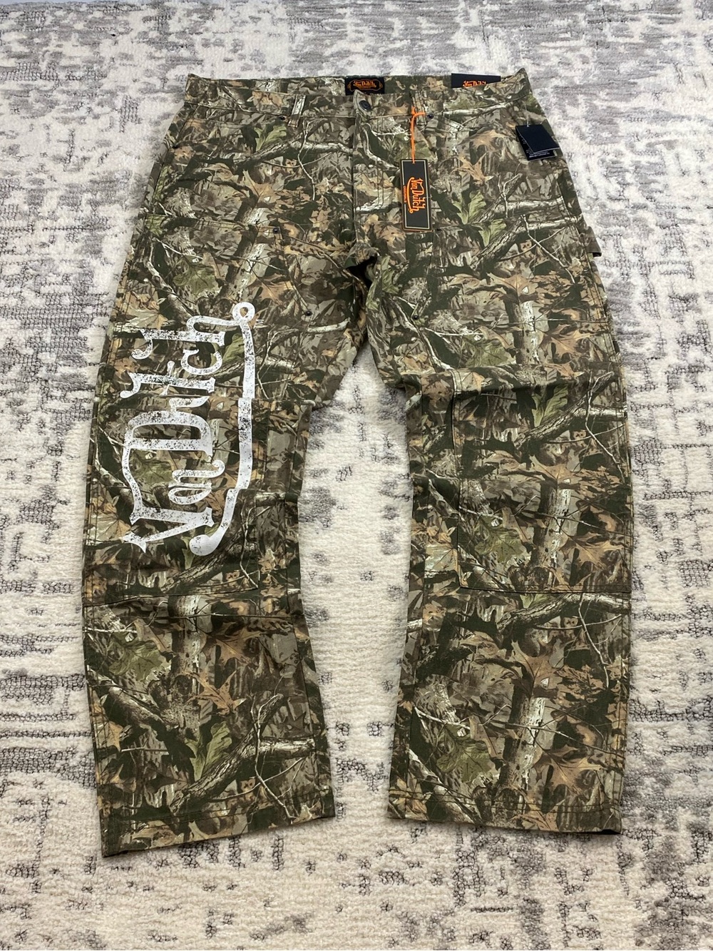 Von Dutch Camo Double Knee Carpenter Baggy Pants - Deadstock